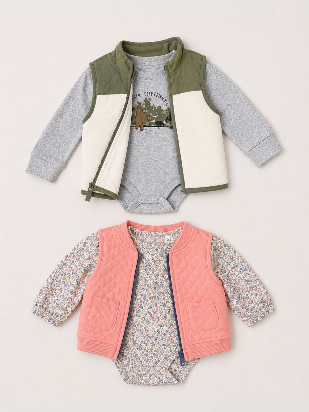 Boy girl twin outfit- matching 12 month Carters vest and top